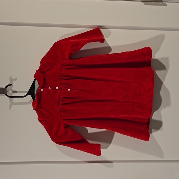 Ralph Lauren 18 Months Baby Girl Holiday Christmas Red Velvet Collared Dress - Picture 4 of 8